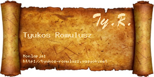 Tyukos Romulusz névjegykártya
